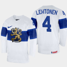 Finland #4 Mikko Lehtonen 2022 IIHF World Championship White Home Jersey