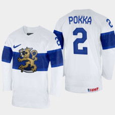 Finland #2 Ville Pokka 2022 IIHF World Championship White Home Jersey