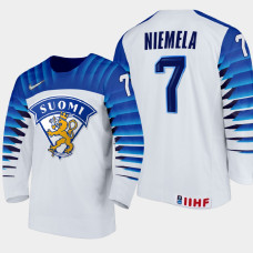 Men Finland Team Topi Niemela #7 2021 IIHF World Junior Championship Home White Jersey