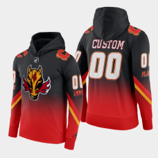 Calgary Flames Custom #00 2021 Reverse Retro Gradient Pullover Red Black Hoodie