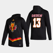 Men's Calgary Flames Johnny Gaudreau #13 2021 Reverse Retro Authentic Pullover Special Edition Black Hoodie