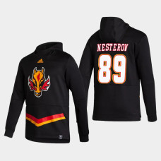 Men's Calgary Flames Nikita Nesterov #89 2021 Reverse Retro Authentic Pullover Special Edition Black Hoodie