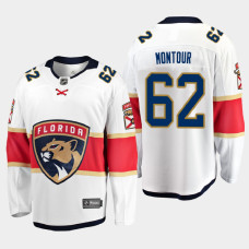 Men's Florida Panthers Brandon Montour #62 Away White Jersey With 2023 Stanley Cup Patch