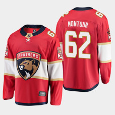 Men's Florida Panthers Brandon Montour #62 Home Red Jersey With 2023 Stanley Cup Patch