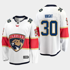 Men's Florida Panthers Spencer Knight #30 Away 2021 White Jersey