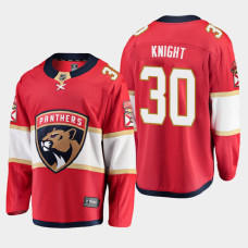 Men's Florida Panthers Spencer Knight #30 Home Red Jersey With 2023 Stanley Cup Patch