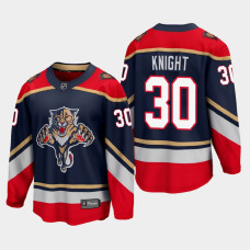 Men's Florida Panthers Spencer Knight #30 Reverse Retro 2021 Blue Jersey