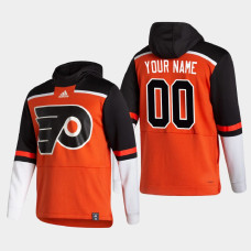 Men's Philadelphia Flyers Custom #00 2021 Reverse Retro Authentic Pullover Special Edition Orange Hoodie