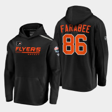 Men's Philadelphia Flyers Joel Farabee #86 2021 Lake Tahoe Outdoor Games Locker Room Black Hoodie