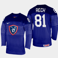 France #81 Anthony Rech 2022 IIHF World Championship Navy Away Jersey