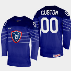 France #00 Custom 2022 IIHF World Championship Navy Away Jersey