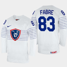 Dylan Fabre 2022 IIHF World Championship France Hockey Jersey White #83 Uniform