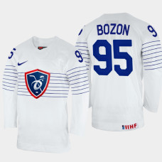 Kevin Bozon 2022 IIHF World Championship France Hockey Jersey White #95 Uniform