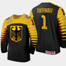 Men Germany Arno Tiefensee #1 2021 IIHF World Junior Championship Home Black Jersey