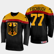 Daniel Fischbuch 2022 IIHF World Championship Germany Hockey Jersey Black #77 Uniform