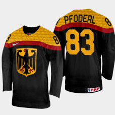 Leonhard Pfoderl 2022 IIHF World Championship Germany Hockey Jersey Black #83 Uniform