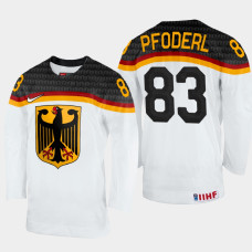 Germany #83 Leonhard Pfoderl 2022 IIHF World Championship White Home Jersey