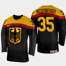 Matthias Niederberger 2022 IIHF World Championship Germany Hockey Jersey Black #35 Uniform