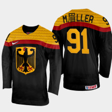 Moritz Muller 2022 IIHF World Championship Germany Hockey Jersey Black #91 Uniform