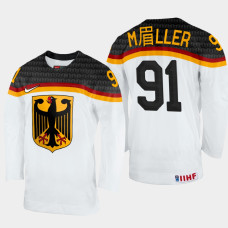 Germany #91 Moritz Muller 2022 IIHF World Championship White Home Jersey