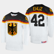 Germany #42 Yasin Ehliz 2022 IIHF World Championship White Home Jersey