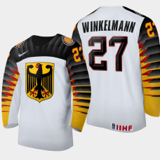 Men's Germany Marius Winkelmann #27 2021 IIHF U18 World Championship Home White Jersey