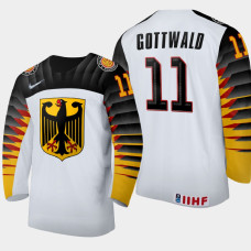 Men's Germany Michael Gottwald #11 2021 IIHF U18 World Championship Home White Jersey