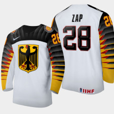 Men's Germany Roman Zap #28 2021 IIHF U18 World Championship Home White Jersey