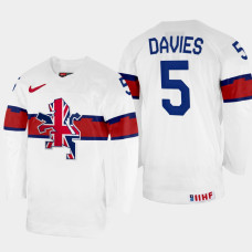 Great Britain #5 Ben Davies 2022 IIHF World Championship White Home Jersey