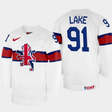 Ben Lake 2022 IIHF World Championship Great Britain Hockey Jersey White #91 Uniform