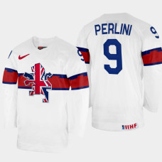 Brett Perlini 2022 IIHF World Championship Great Britain Hockey Jersey White #9 Uniform