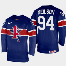 Great Britain #94 Cade Neilson 2022 IIHF World Championship Navy Away Jersey