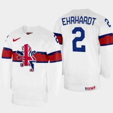 Great Britain #2 Dallas Ehrhardt 2022 IIHF World Championship White Home Jersey