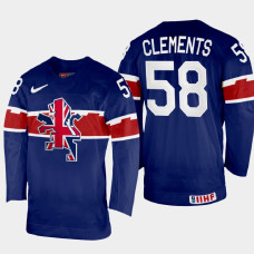 Great Britain #58 David Clements 2022 IIHF World Championship Navy Away Jersey