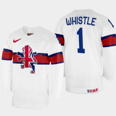 Great Britain #1 Jackson Whistle 2022 IIHF World Championship White Home Jersey