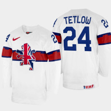 Joshua Tetlow 2022 IIHF World Championship Great Britain Hockey Jersey White #24 Uniform