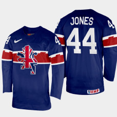 Great Britain #44 Sam Jones 2022 IIHF World Championship Navy Away Jersey