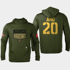 Sebastian Aho Carolina Hurricanes 2022 Salute to Service Levelwear #20 Men's Pullover Hoodie Olive