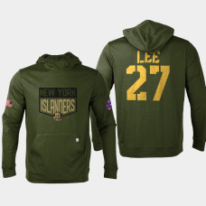 New York Islanders #27 Anders Lee 2022 Salute to Service Olive Pullover Hoodie Levelwear