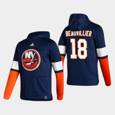 Men's New York Islanders Anthony Beauvillier #18 2021 Reverse Retro Authentic Pullover Special Edition Navy Hoodie