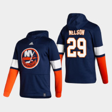 Men's New York Islanders Brock Nelson #29 2021 Reverse Retro Authentic Pullover Special Edition Navy Hoodie