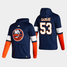 Men's New York Islanders Casey Cizikas #53 2021 Reverse Retro Authentic Pullover Special Edition Navy Hoodie