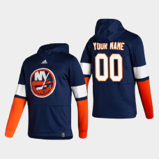 Men's New York Islanders Custom #00 2021 Reverse Retro Authentic Pullover Special Edition Navy Hoodie