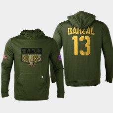 New York Islanders #13 Mathew Barzal 2022 Salute to Service Olive Pullover Hoodie Levelwear