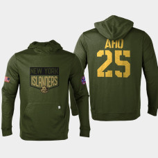 New York Islanders #25 Sebastian Aho 2022 Salute to Service Olive Pullover Hoodie Levelwear