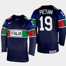 Alex Petan 2022 IIHF World Championship Italy Hockey Jersey Navy #19 Uniform