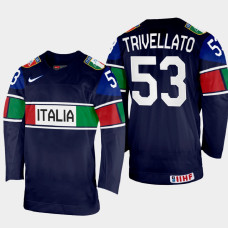 Alex Trivellato 2022 IIHF World Championship Italy Hockey Jersey Navy #53 Uniform