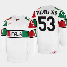 Alex Trivellato 2022 IIHF World Championship Italy Hockey Jersey White #53 Uniform