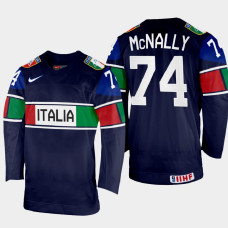 Brandon McNally 2022 IIHF World Championship Italy Hockey Jersey Navy #74 Uniform