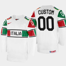 Custom 2022 IIHF World Championship Italy Hockey Jersey White #00 Uniform